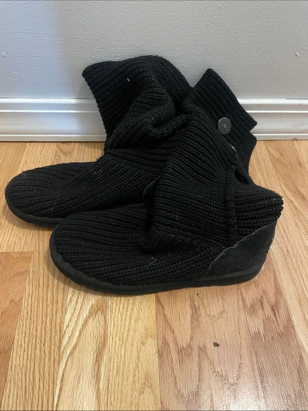 UGG Black Knit Button Ankle Booties